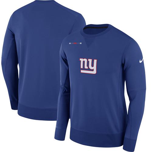 Men's New York Giants Nike Royal Sideline Team Logo Performance Sweatshirt - Click Image to Close